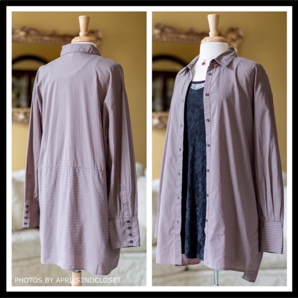 FREE PEOPLE BUTTON DOWN TUNIC SHIRT - Picture 5 of 8